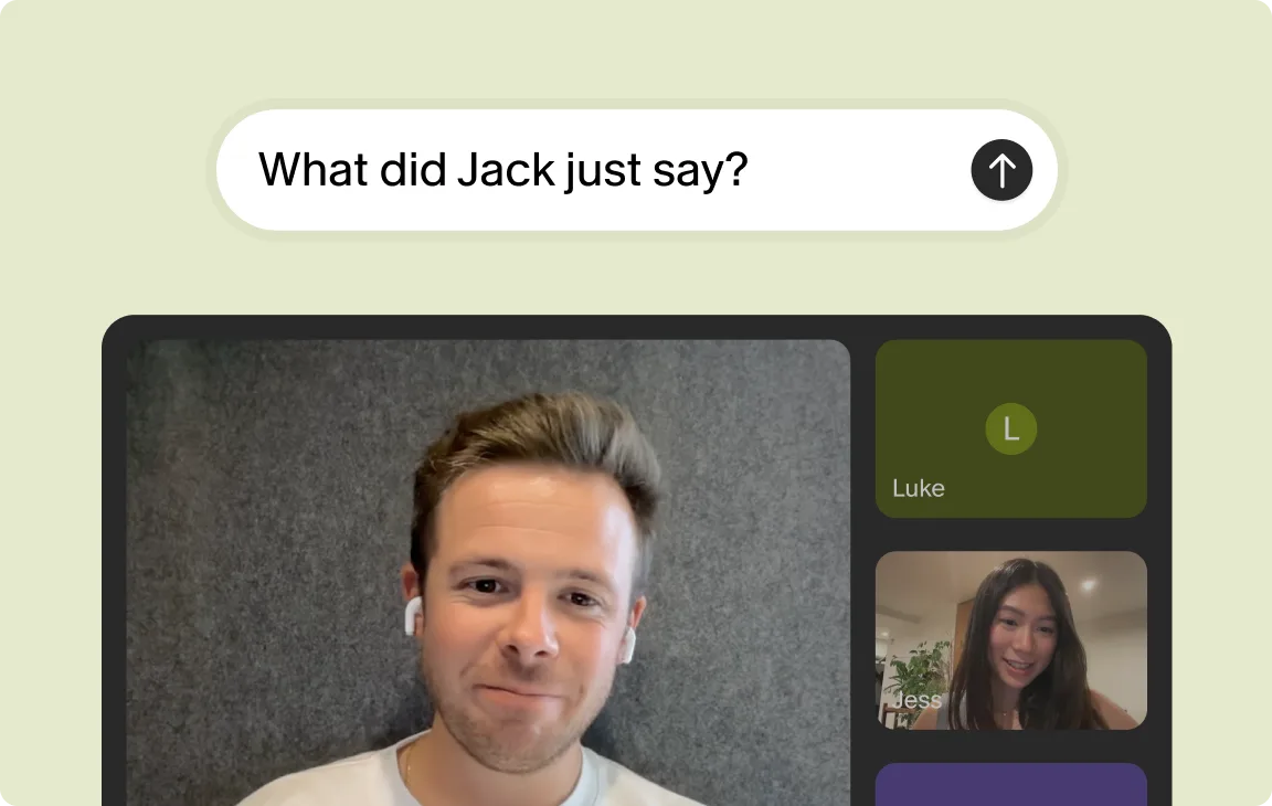 Granola answering “What did Jack just say?” during a live video call